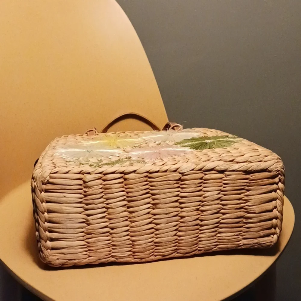 Kate Spade Vintage 90s Raffia Floral Straw Tote - Picture 7 of 13